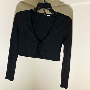 Black Tie in front Crop Top